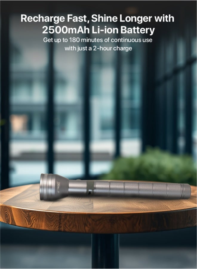 Team Rechargeable LED Flashlight – 1500m Long‑Range Cree XPG LED Torch | 520 Lumens | 2500mAh Li‑ion Battery | Shock & Corrosion Resistant | Outdoor Camping, Security, Emergency Use - Image 3